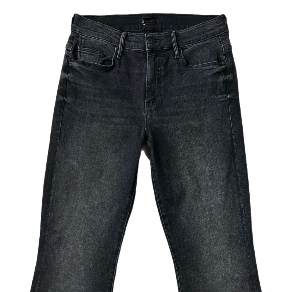 Mother The Weekender Fray Cotton Blend Black Night Shadow Flare Jeans Size 28 - Picture 3 of 9